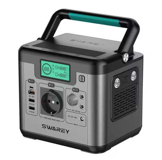 Estação de Energia Portátil Swarey 500W + Painel Solar 100W
