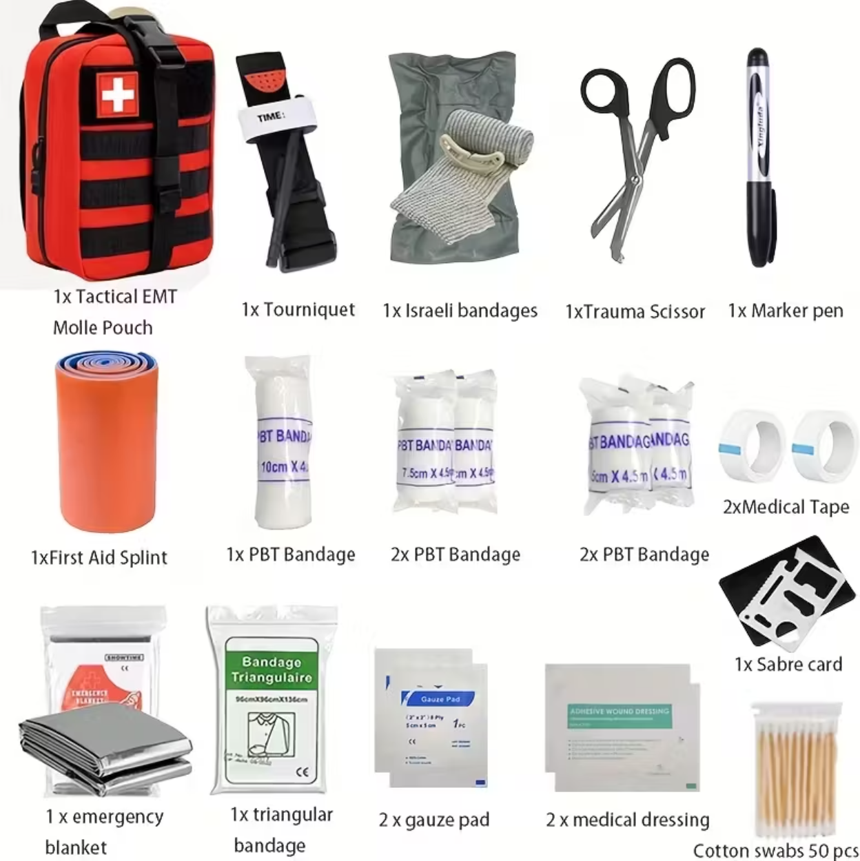 Kit de Primeiros Socorros Completo – Bolsa Tática de Emergência