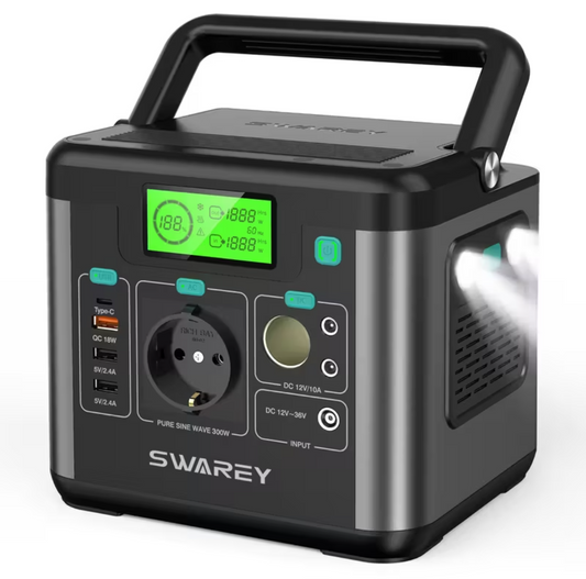 Estação de Energia Portátil Swarey 300W + Painel Solar 100W