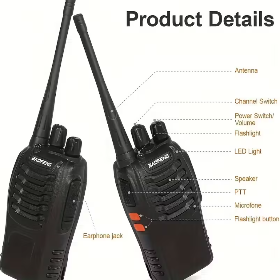 Baofeng 88E - Conjunto de 2 Walkie Talkies - Alcance até 5 km