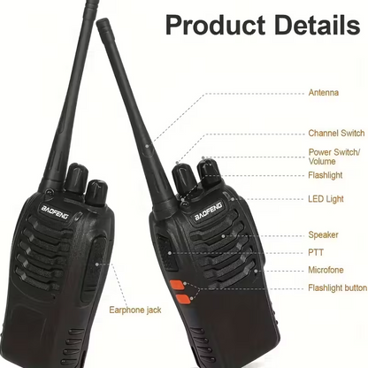 Baofeng 88E - Conjunto de 2 Walkie Talkies - Alcance até 5 km
