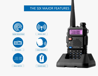 Baofeng UV‑5R – Conjunto de 2 Walkie Talkies - Alcance até 8 km
