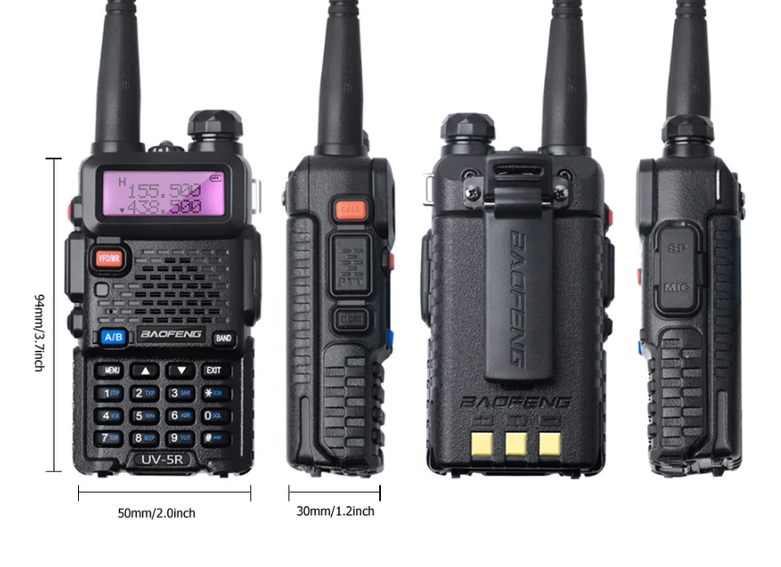 Baofeng UV‑5R – Conjunto de 2 Walkie Talkies - Alcance até 8 km