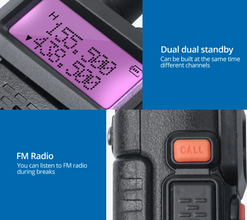 Baofeng UV‑5R – Conjunto de 2 Walkie Talkies - Alcance até 8 km