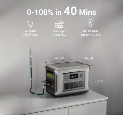 ALLPOWERS R1500 Powerstation Portátil 1800W + Painel Solar 400W