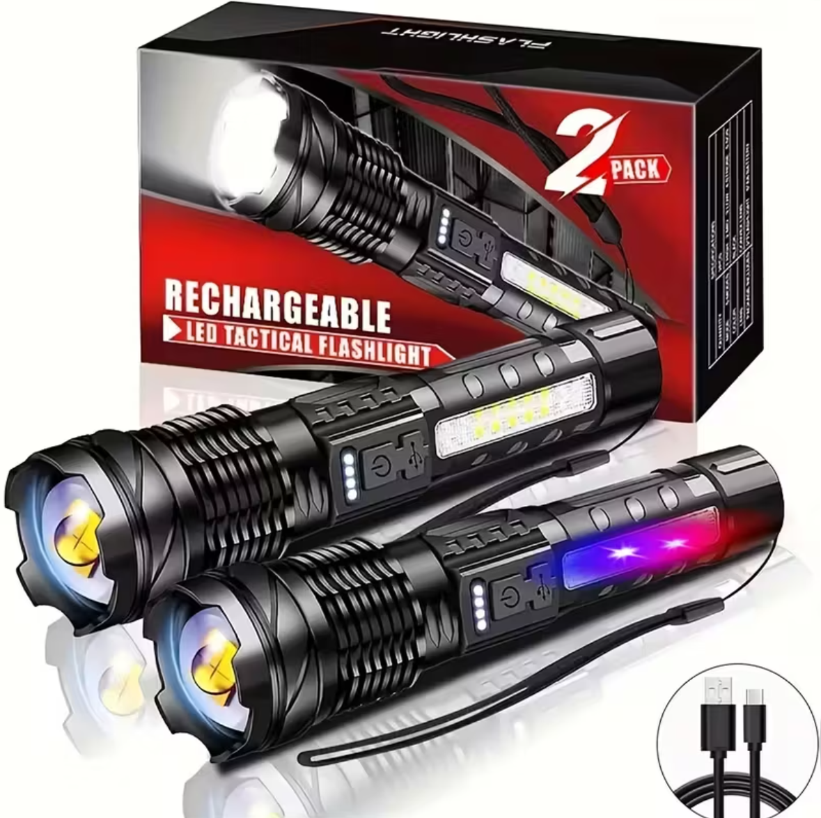 Conjunto de 2 Lanternas Tácticas LED - modo SOS