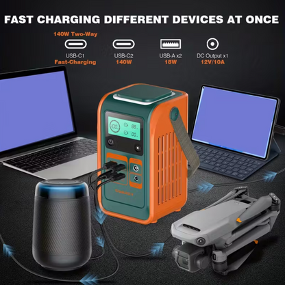 SWAREY Estação de Energia Portátil 192Wh - Power Bank Solar com Fast Charging 140W