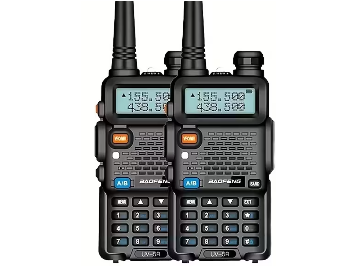 Baofeng UV‑5R – Conjunto de 2 Walkie Talkies - Alcance até 8 km