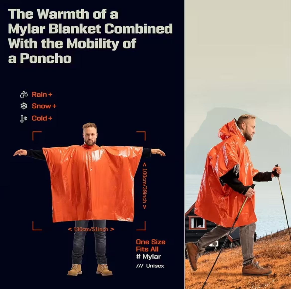 Kit com 7 Ponchos de Emergência Isotérmicos